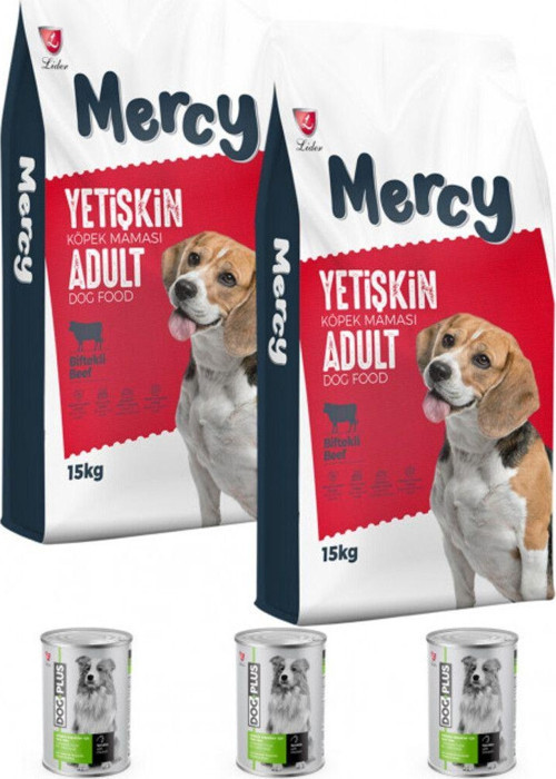 Biftekli Yetişkin Köpek Maması 15 Kg X 2 Adet + 3 Adet Dogplus Tavuklu Köpek Konservesi