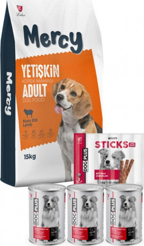 Kuzu Etli Yetişkin Köpek Maması 15 Kg + 3 Adet Dogplus Kuzu Etli Konserve + 1 Adet Dogplus Bif