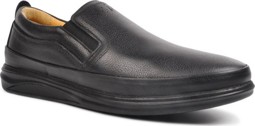 478 Siyah Erkek Hakiki Deri Slip On Ayakkabı