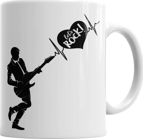 Rock Müzik Gitar Kupa Bardak Porselen