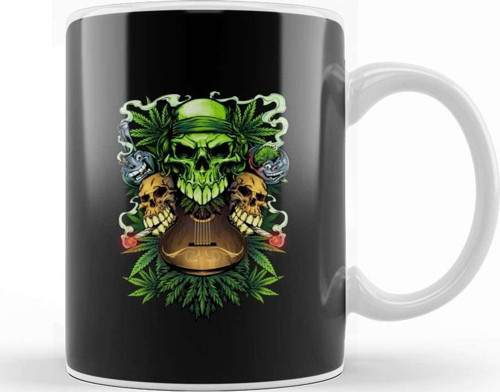 Marijuana Skulls Kupa Bardak Porselen