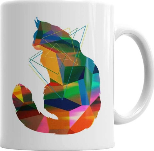 Renkli Cat Kedi Kupa Bardak Porselen