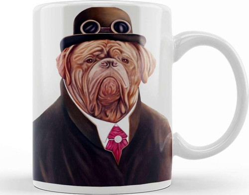 Süslü Pug Köpek Kupa Bardak Porselen