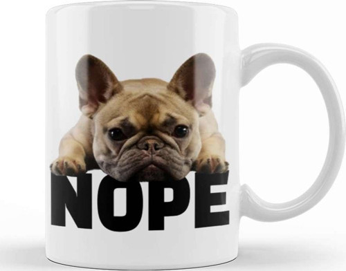 French Bulldog Nope Kupa Bardak Porselen