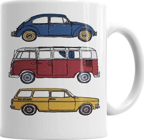 Vintage Volkswagen Kupa Bardak Porselen