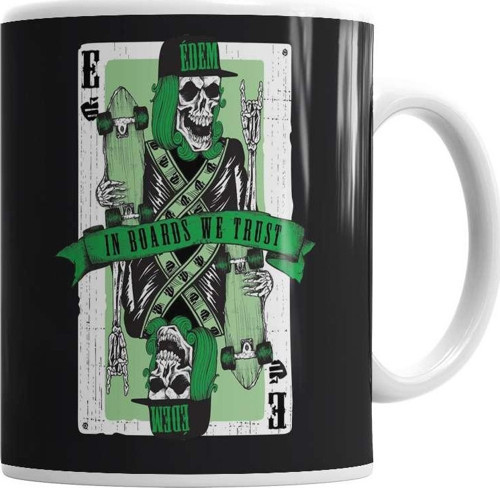 Playing Card Skull Kupa Bardak Porselen