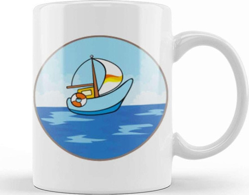 Boat İn The Sea Kupa Bardak Porselen