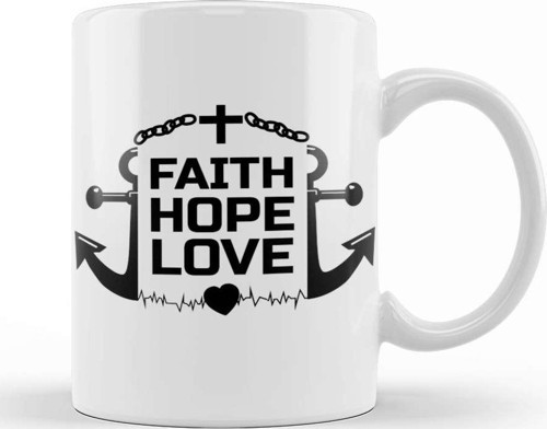 Faith Hope Love Kupa Bardak Porselen
