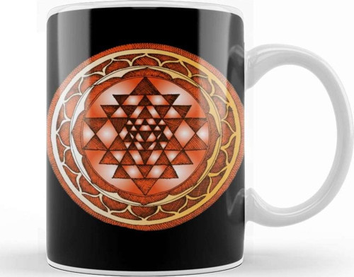 Sri Yantra Mandala Kupa Bardak Porselen