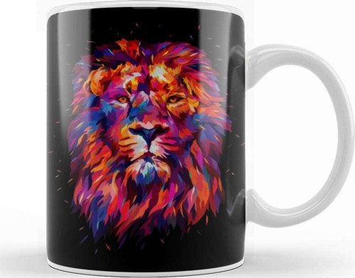Abstract King Lion Kupa Bardak Porselen