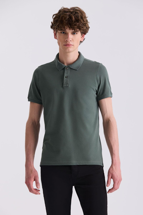 Haki Slim Fit Polo Yaka T-Shirt