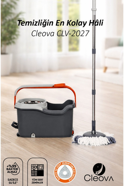 Cleanmate S2 Pedallı Mop Temizlik Seti Tekerlekli Kova Çıkarılabilir Çelik Sepet