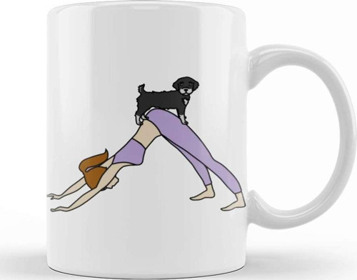 Schnauzer Yoga Mom Kupa Bardak Porselen