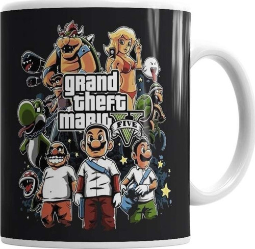 Grand Theft Mario Kupa Bardak Porselen
