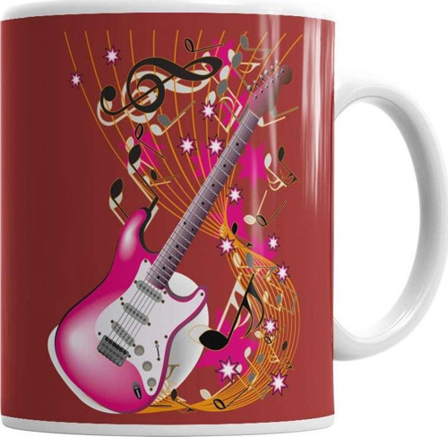 Music Müzik Gitar Kupa Bardak Porselen