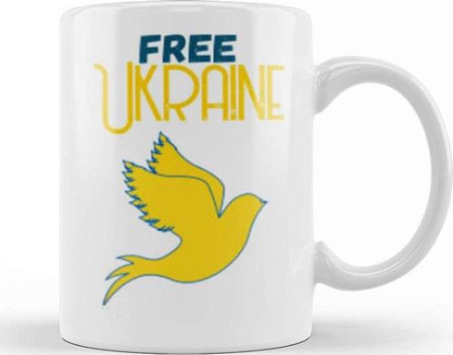 Free Ukraine Flag 2022 Kupa Bardak Porselen