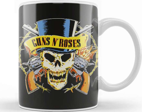 Gunsn Roses Skull Logo Kupa Bardak Porselen