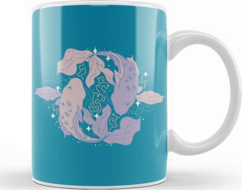 Pisces Fish Lilac Kupa Bardak Porselen