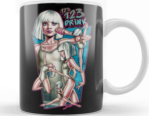 Music Sia 1 2 3 Drink Kupa Bardak Porselen
