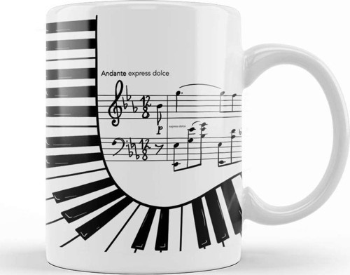 Piyano Müzik Notaları Kupa Bardak Porselen