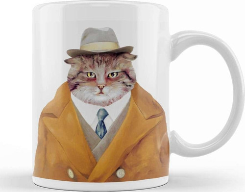 Şişman Süslü Cats Kedikupa Bardak Porselen