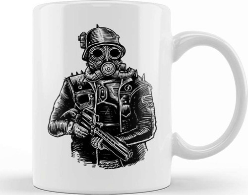 Steampunk Soldier Kupa Bardak Porselen