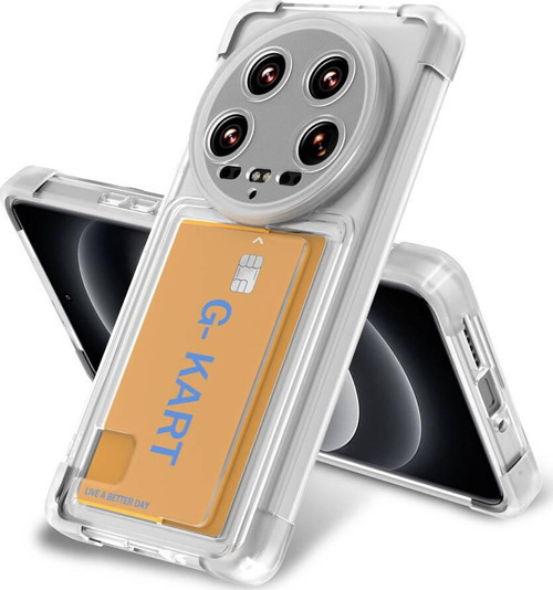 Xiaomi Mi 14 Ultra Uyumlu Kılıf Airbag Tasarımlı Şeffaf Kartlıklı G-Kart Kapak