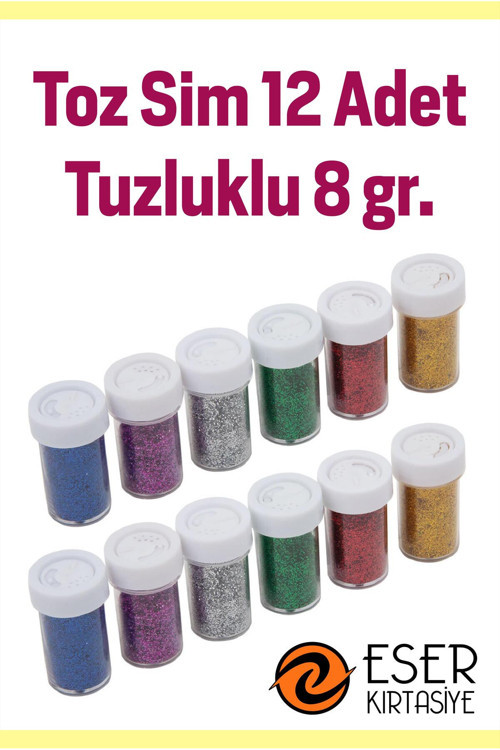 Renkli Toz Sim 8 gr. Tuzluk Şekilli Karışık 1 Paket (12 Adet)