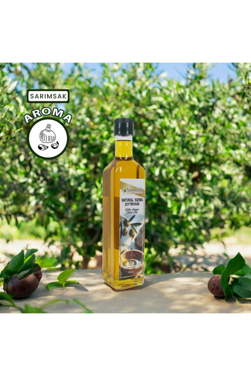 Soğuk Sıkım Natürel Sızma Zeytinyağı Sarımsak Aromalı 500 ml 0,5 Asit