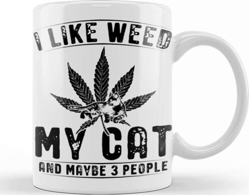 Weed Stoner Cat Owner Kupa Bardak Porselen