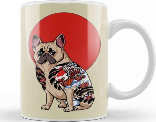 French Bulldog Yakuza Kupa Bardak Porselen
