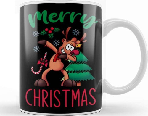 Xmas Dabbing Reindeer Kupa Bardak Porselen