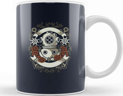 Diver Flowers Anchors Kupa Bardak Porselen