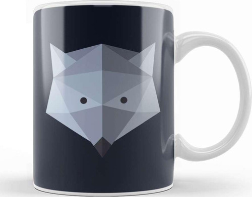 Geometric Animal Wolf Kupa Bardak Porselen