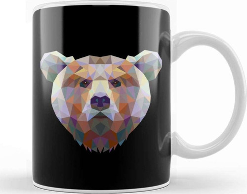 Geometric Animal Bear Kupa Bardak Porselen