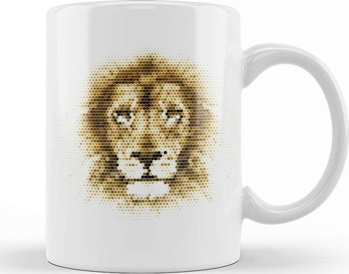 Geometric Animal Lion Kupa Bardak Porselen