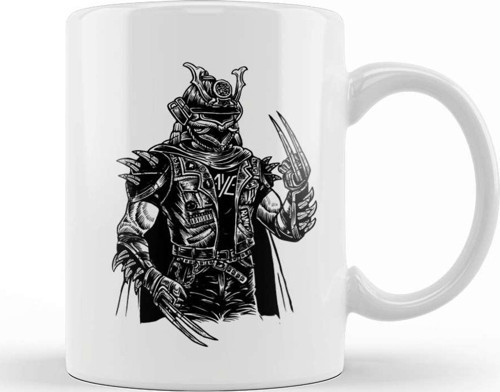 Samurai Punk Portrait Kupa Bardak Porselen