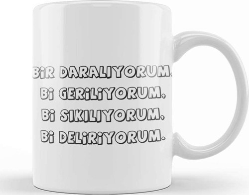 Bir Daralıyorum Komik Kupa Bardak Porselen