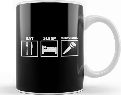 Eat Sleep Eurovision Kupa Bardak Porselen
