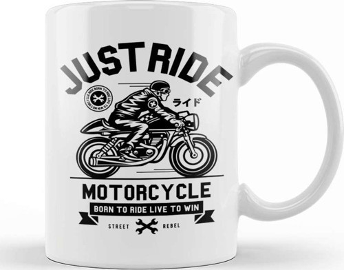 Just Ride Motorcycle Kupa Bardak Porselen