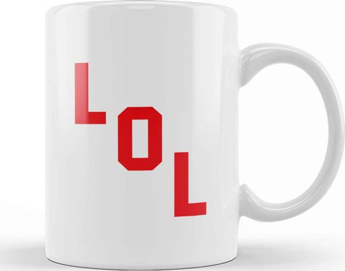 Lol Red Digital Font Kupa Bardak Porselen