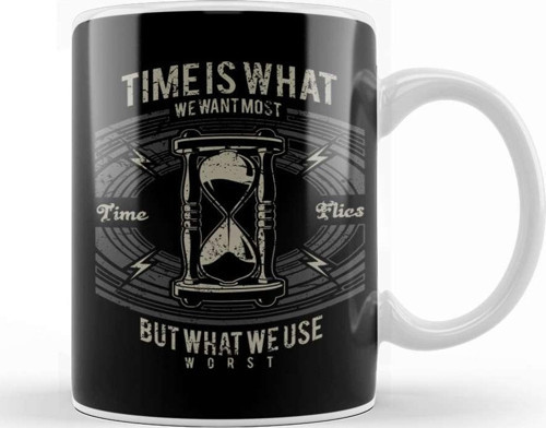 Time Flies Hourglass Kupa Bardak Porselen