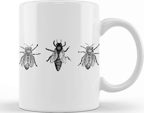 Worker Bees And Queen Bee Kupa Bardak Porselen