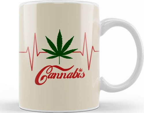 Marijuana Leaves Cannabis Kupa Bardak Porselen