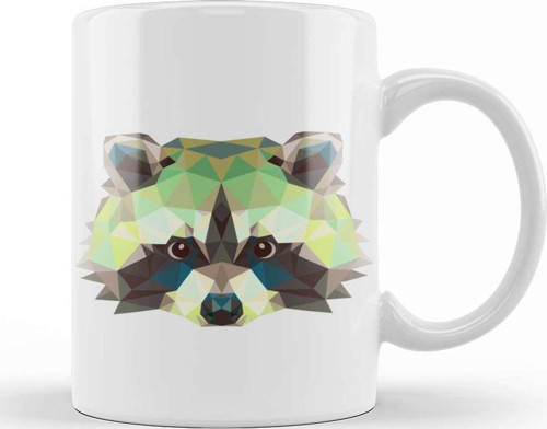 Geometric Animal Raccoon Kupa Bardak Porselen