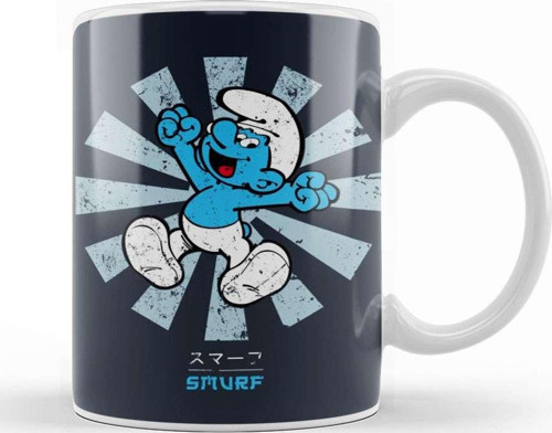 Smurf Retro Japanese Kupa Bardak Porselen