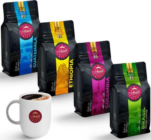 Dünya Filtre Kahve Seti 4x250 gram 300 ml Kupa - Öğütülmüş