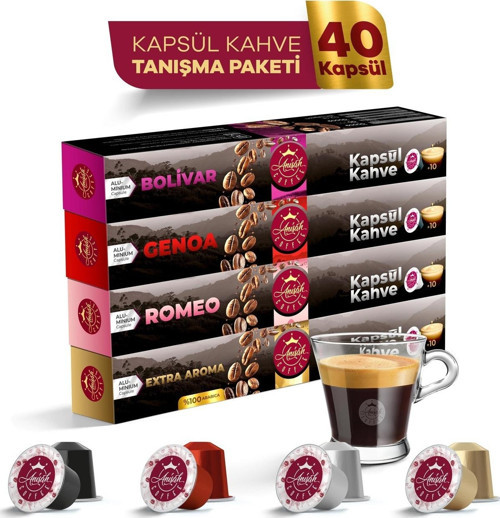 Kapsül Kahve Seti 40 Adet Bolivar Genoa Romeo ve Extra Aroma