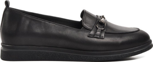 44280 Siyah Hakiki Deri Kadın Loafer Ayakkabı