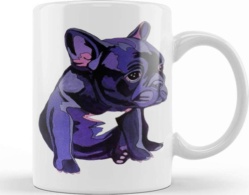 French Bulldog İn Purple Kupa Bardak Porselen